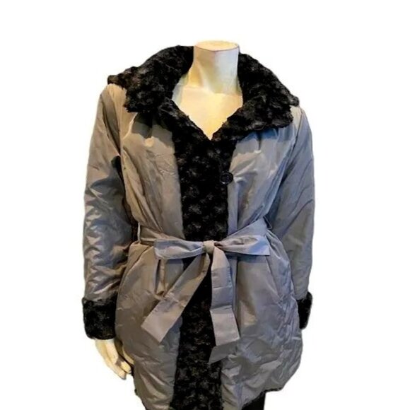 Hal Rubenstein "The Lara" Grey/Black Reversible Coat Two Coats in One! (XL) NWT - Picture 5 of 6